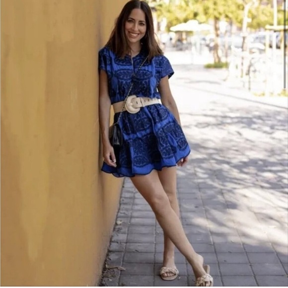 Zara blue embroidered dress sz XL - Picture 6 of 6